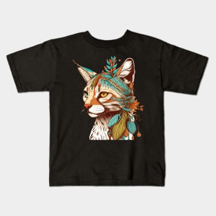 Boho Cat Vintage Lover Design - Love Cat Hippy Kids T-Shirt